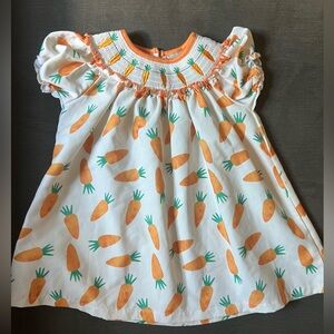 Playful Smocked Carrot Print Dress